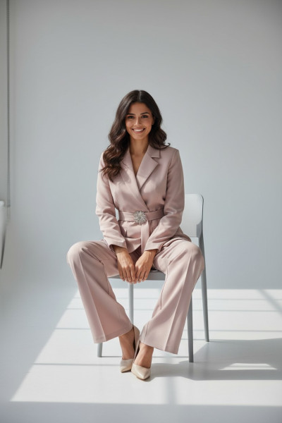 Ensemble femme blazer ceinturé et pantalon large chic | Tunisie