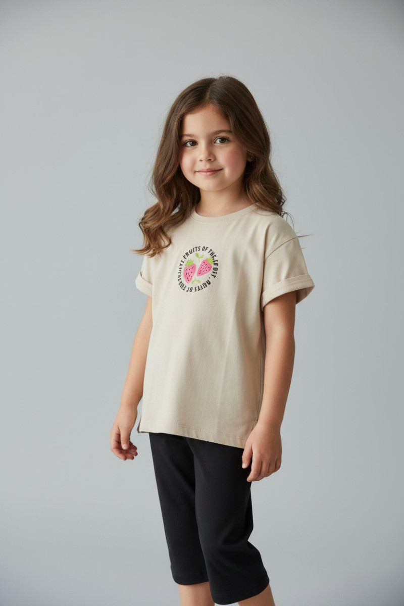 Ensemble fillette motif fraise 2 pièces | Vêtements enfant Tunisie
