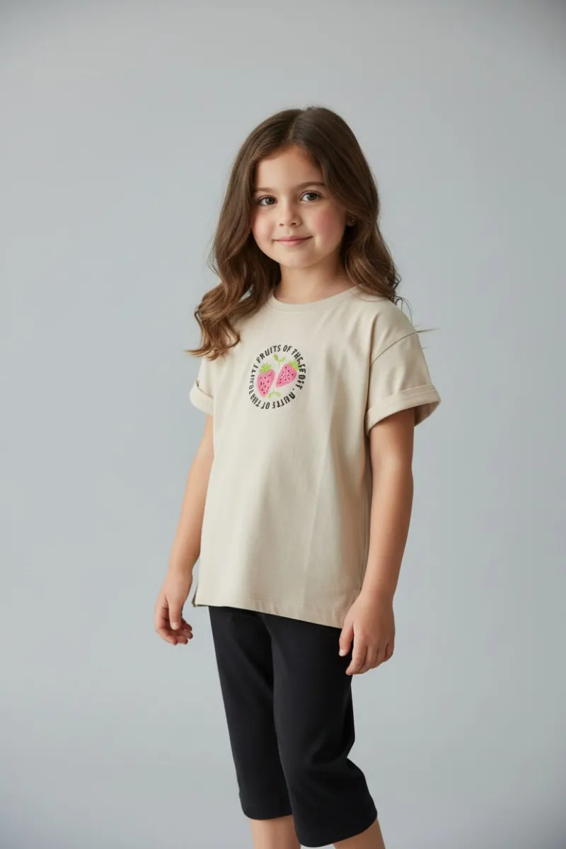 Ensemble fillette motif fraise 2 pièces | Vêtements enfant Tunisie