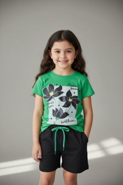Ensemble fillette fleurs “True Beauty Comes From Within” | Mode enfant Tunisie