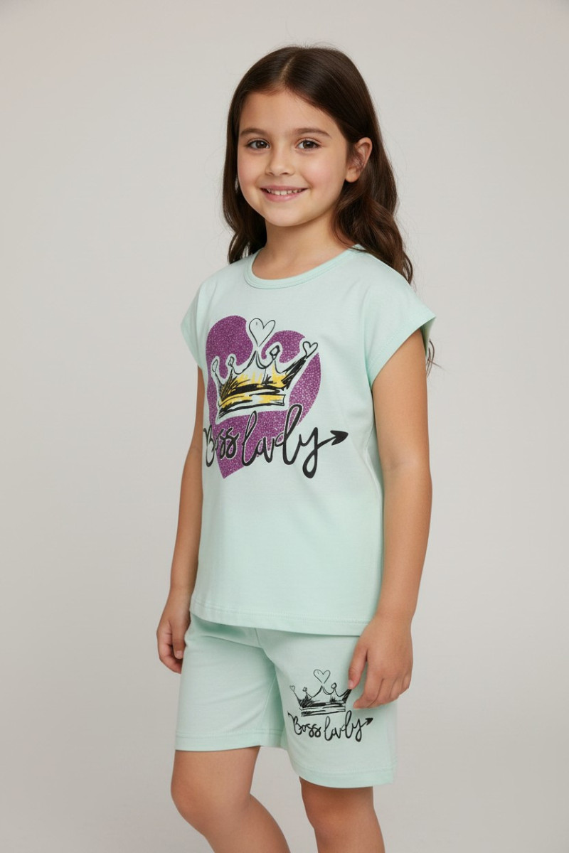 Ensemble fillette “Boss Lady” cœur couronne | Mode enfant Tunisie