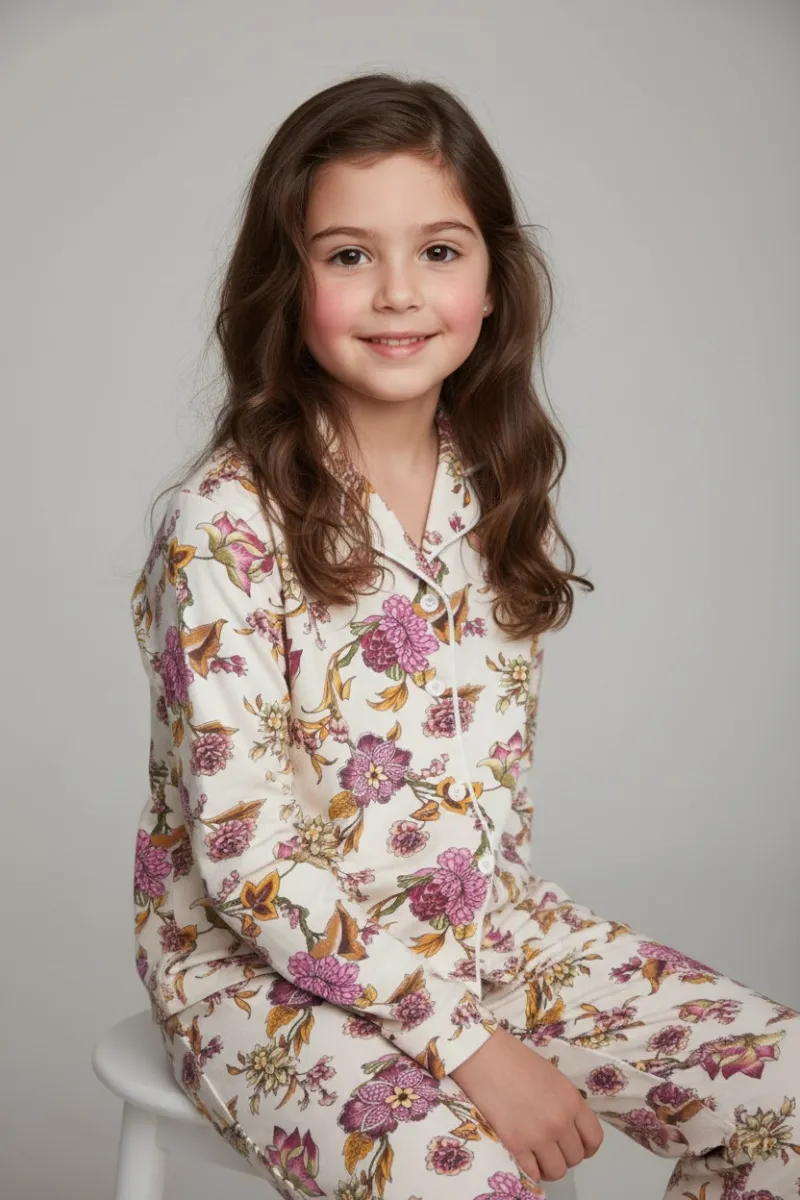 Pyjama Fillette Fleuri Confortable | Vêtements Enfant Tunisie