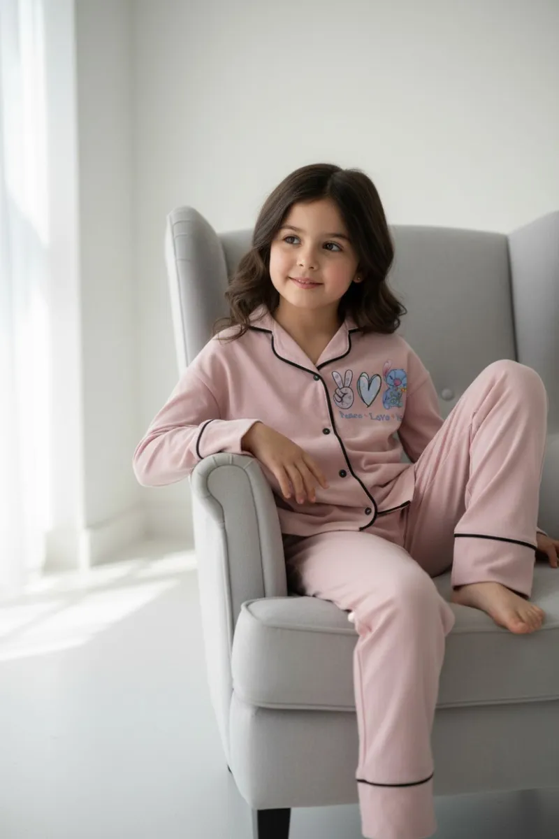 Pyjama Fillette Stitch Col Chemise | Vêtements Enfant Tunisie