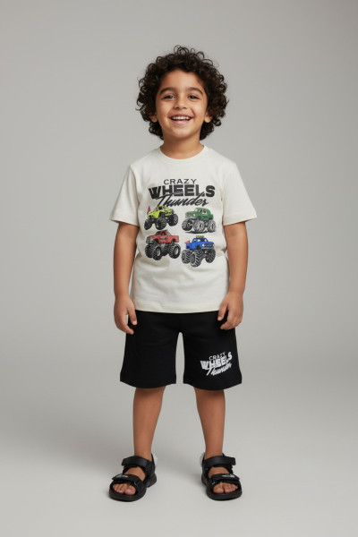 Ensemble Garçon Grazy Wheels Thunder T-shirt & Short | Vêtements Enfant Tunisie