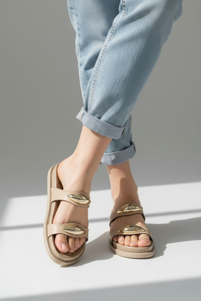 Mule Femme Détails Métalliques Bombés | Chaussures Femme Tunisie